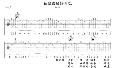 把我的悲伤留给自己吉他谱,把我的悲伤留给自己吉他谱前奏